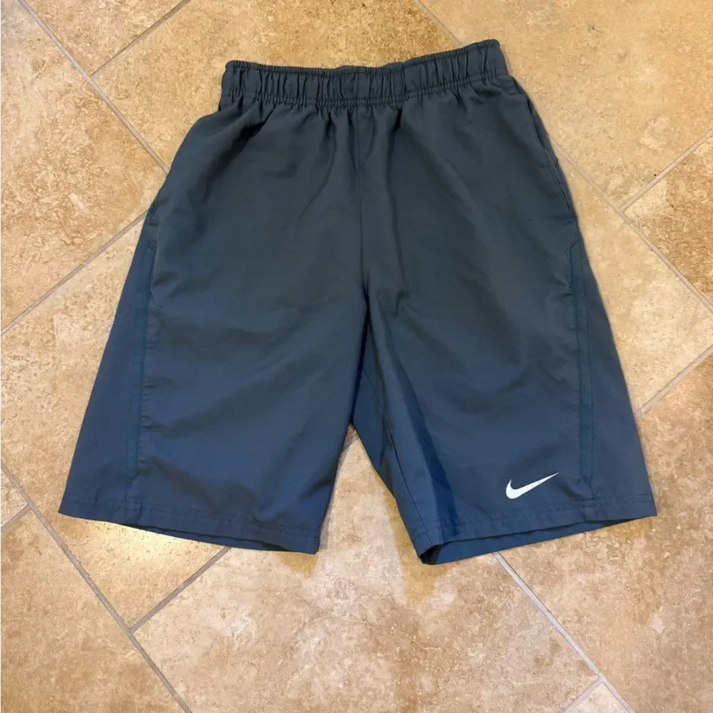 Nike Dark Blue Gym Shorts with White Swoosh